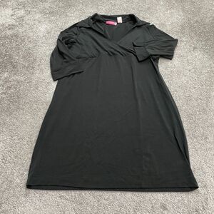 Liz Lange Maternity Midi Dress Womens Large Black Stretch Long Sleeve V-Neck